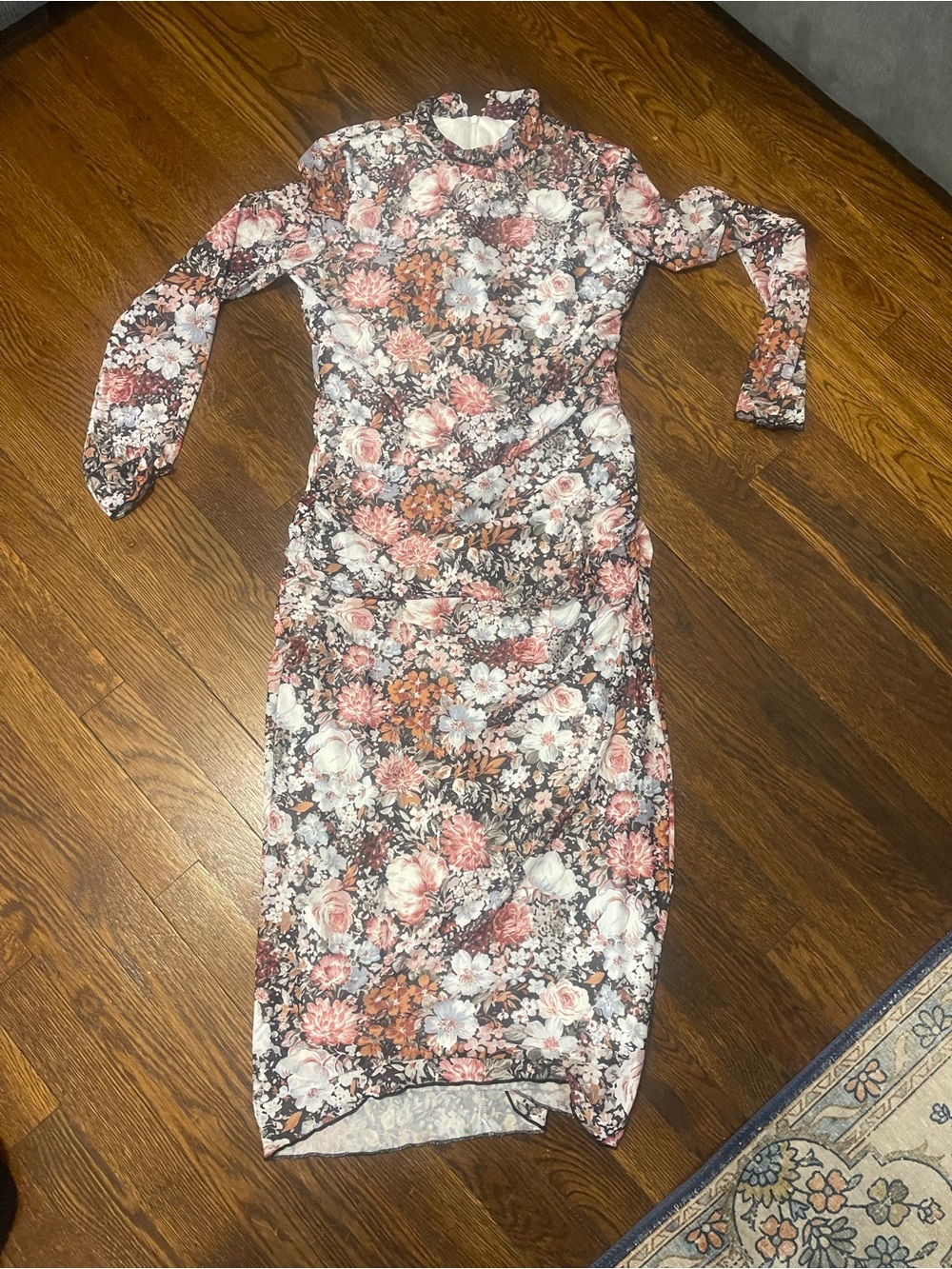 Floral Bodycon Midi Dress - Pink Floral